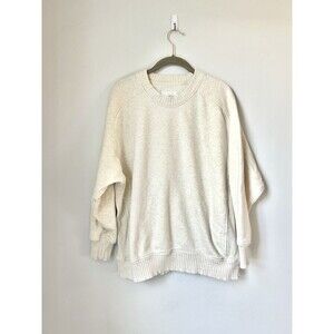 Aerie Down to Earth Crewneck Sweatshirt Cream Neutral Relaxed Oversized S Boho
